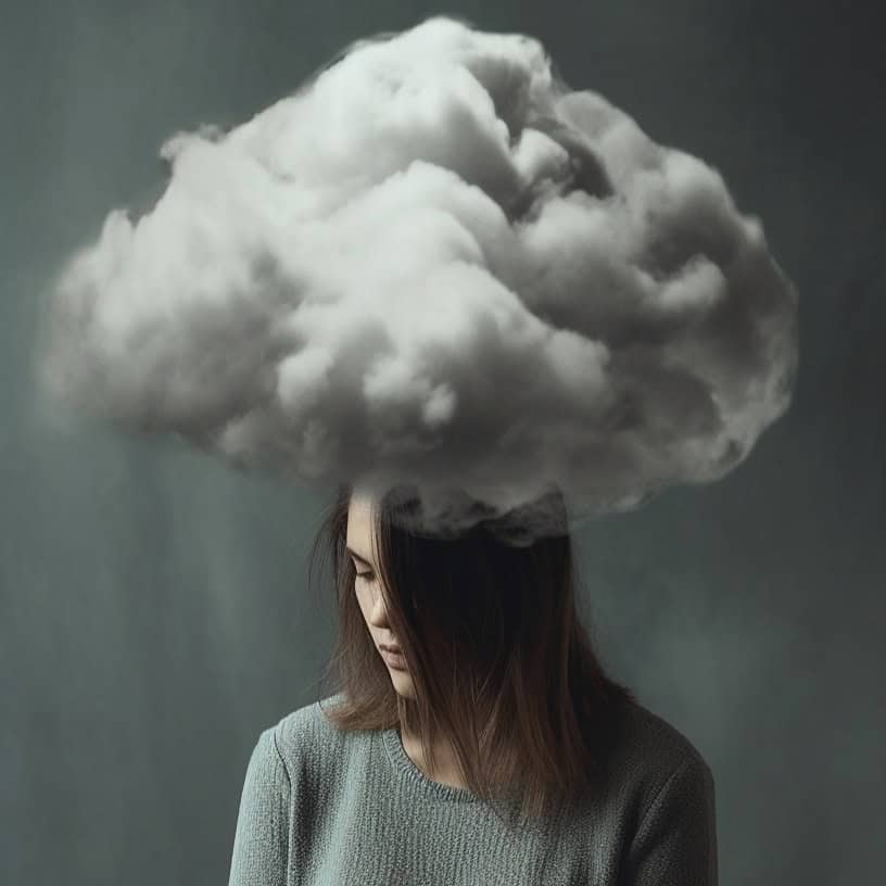 Depressie vrouw wolk hoofd