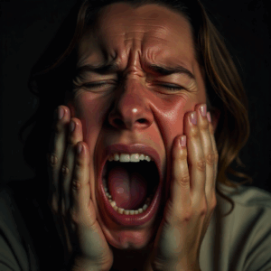 Plaatje pijn vertrokken gezicht